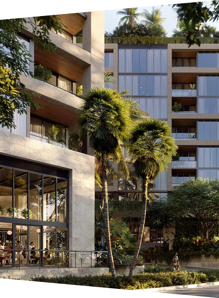 THE WELL Coconut Grove — Fachada principal del edificio (representación artística)